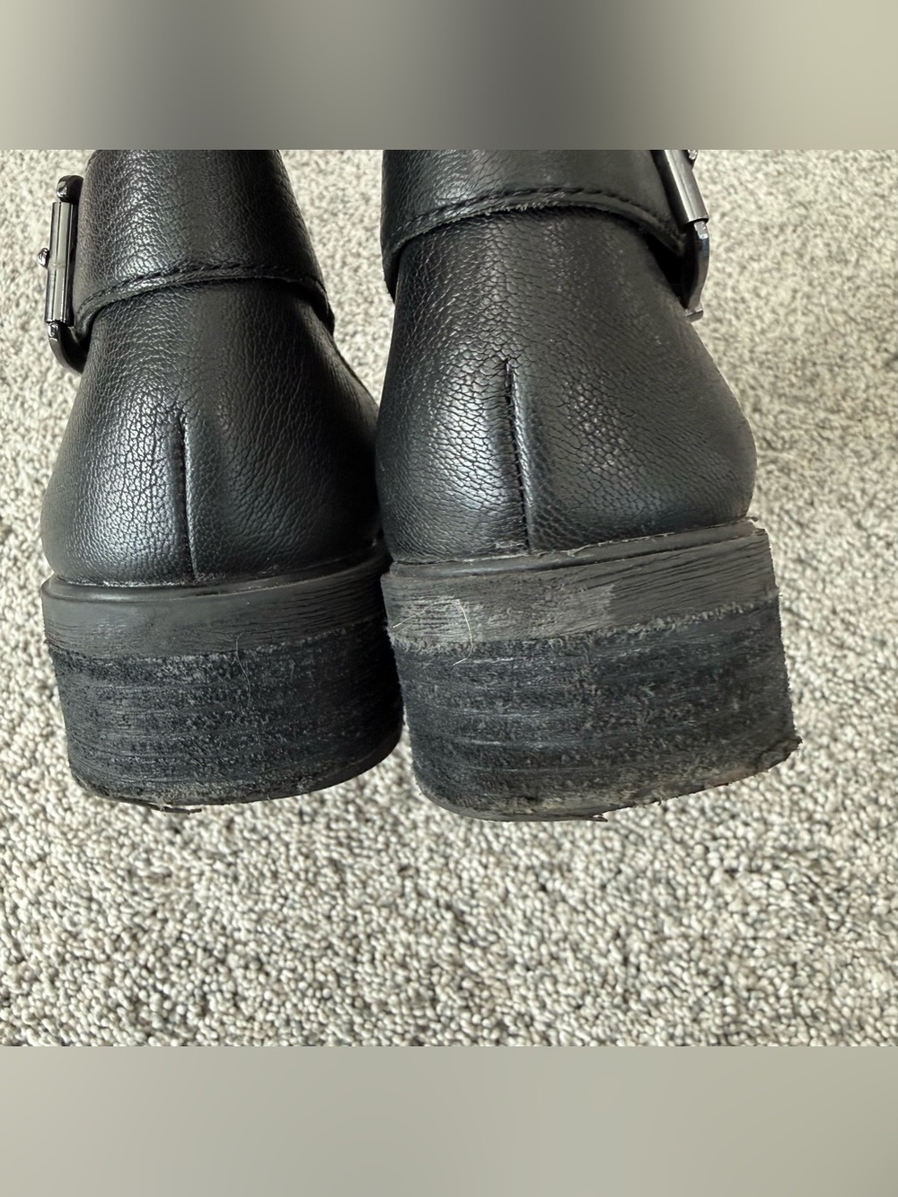 Gianni Bini Black Leather Rhinestones Combat Moto Pull On Boots Women’s US 9M - Picture 6 of 15